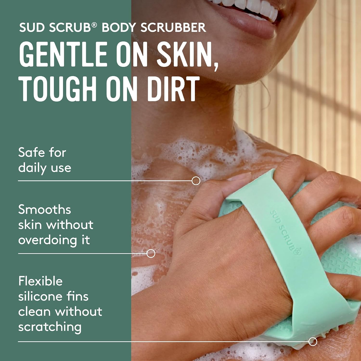 Sud Scrub® Depurador corporal de silicona antimicrobiano, cepillo e...