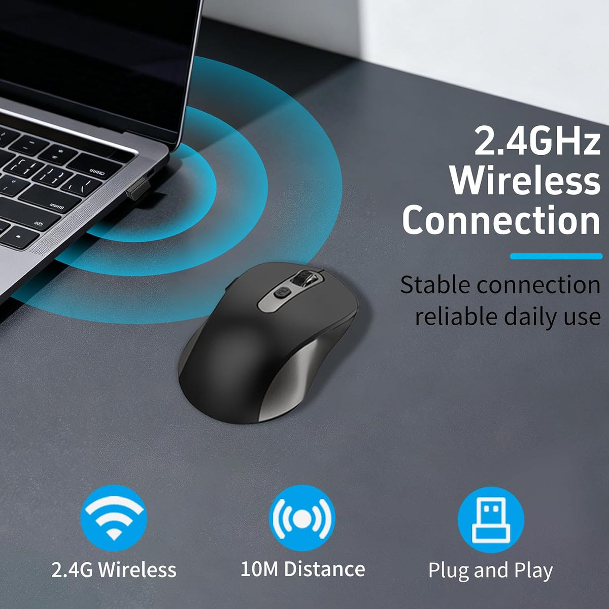 Ratón inalámbrico para laptop, PC, Chromebook, computadora de escri...