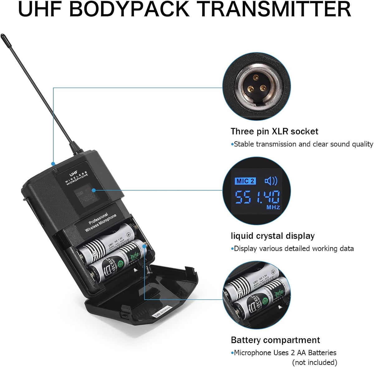 Sistema de micrófono inalámbrico MicrocKing 4 Bodypacks para clase...