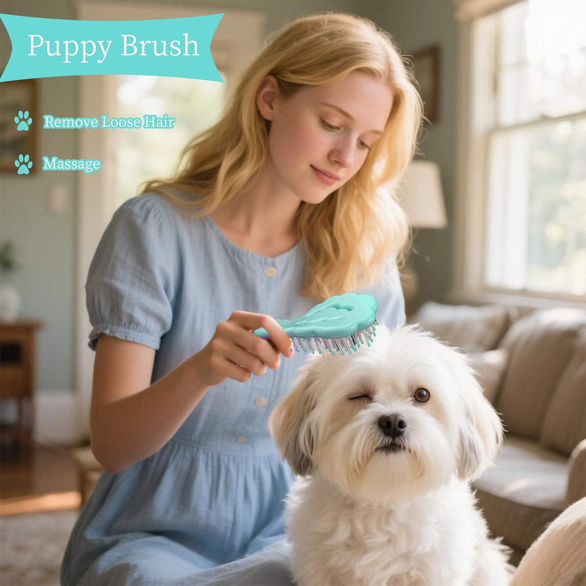 Cepillo para perros pequeños con cerdas suaves en forma de nube, di...