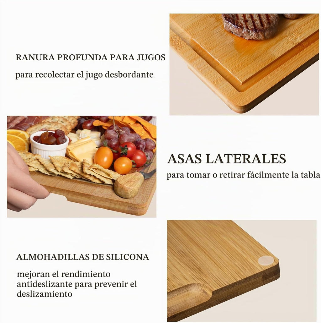Juego de tabla de cortar de bambú Empune, tablas de cortar de mader...