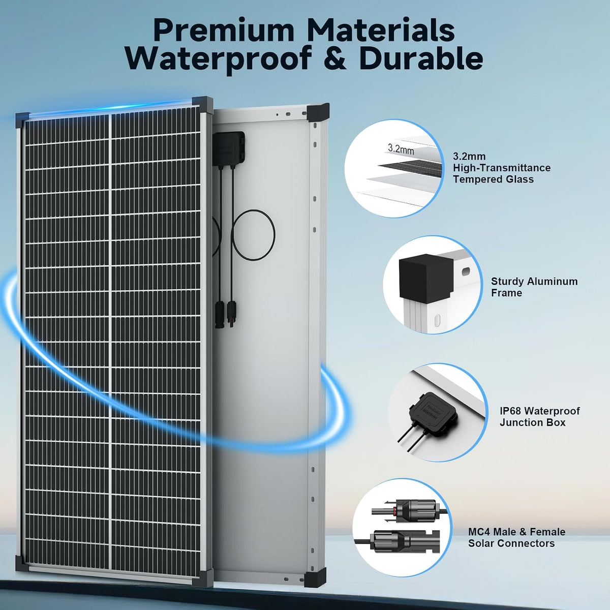 200W Paquete de 2 paneles solares de 100 W 25% tipo N 18BB soldados...