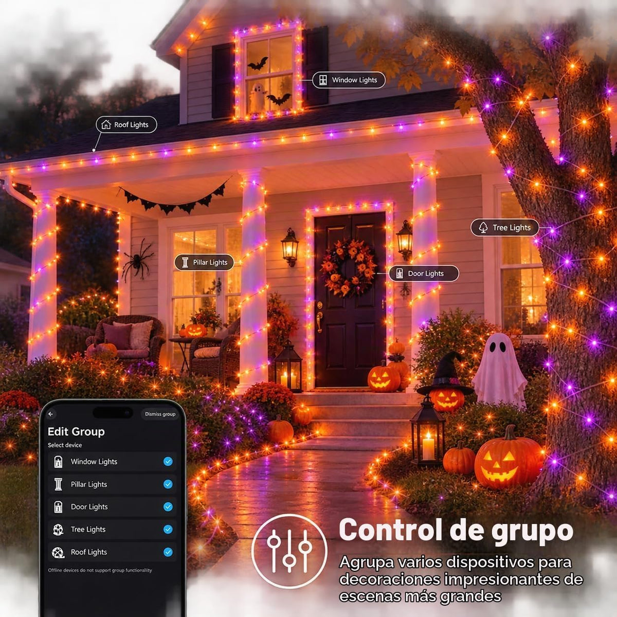 JMEXSUSS 200 luces LED RGB para exteriores, interiores, luces de Ha...