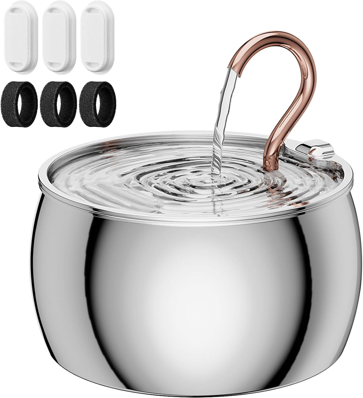 WEPOIU Fuente de agua para gatos de acero inoxidable -2.5L\/84 onza...
