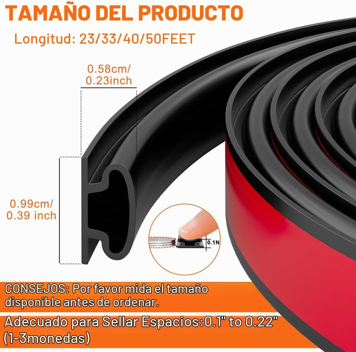Tira de sellado de puerta de goma negra en forma de D, tira de sell...