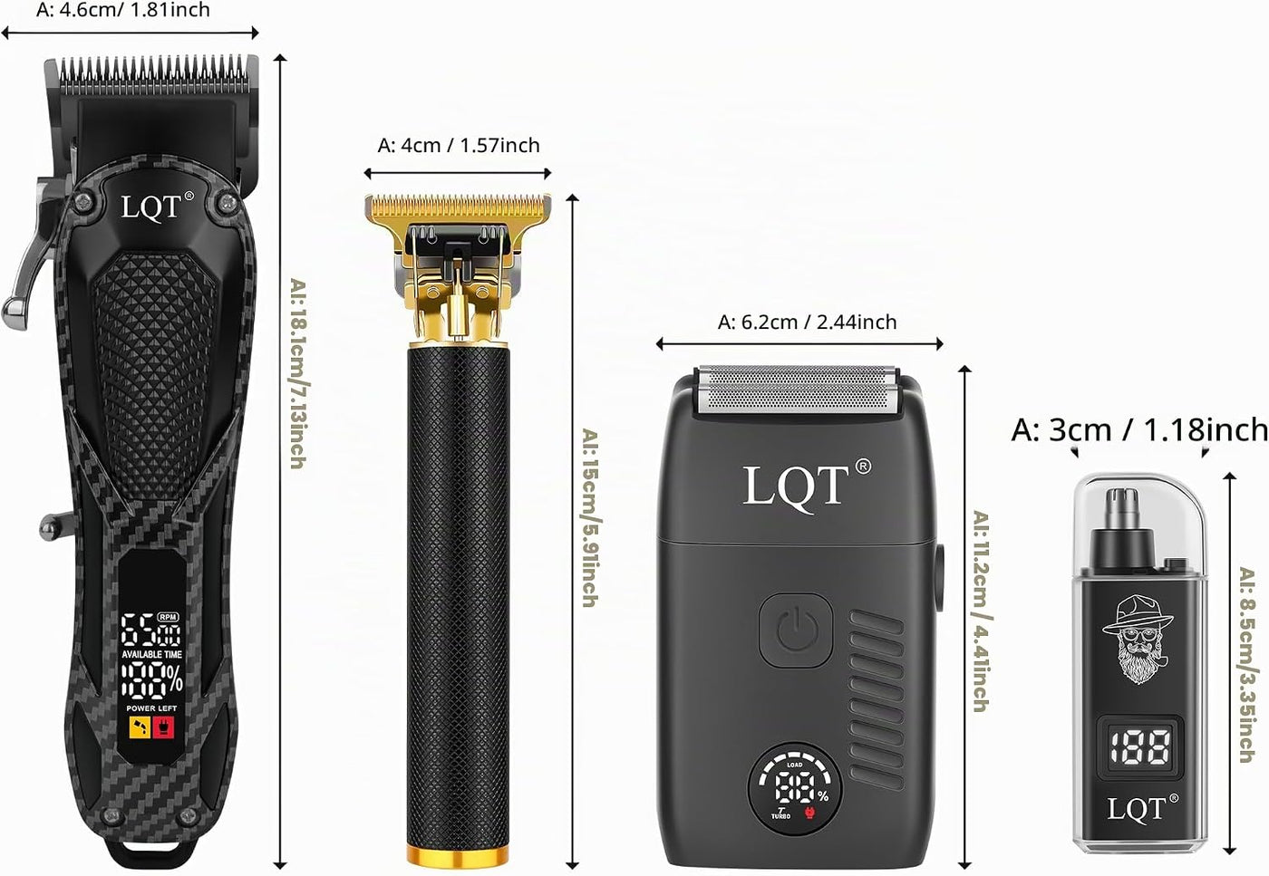 LQT Cortapelos para hombres con pantalla LED de alimentación, kit d...