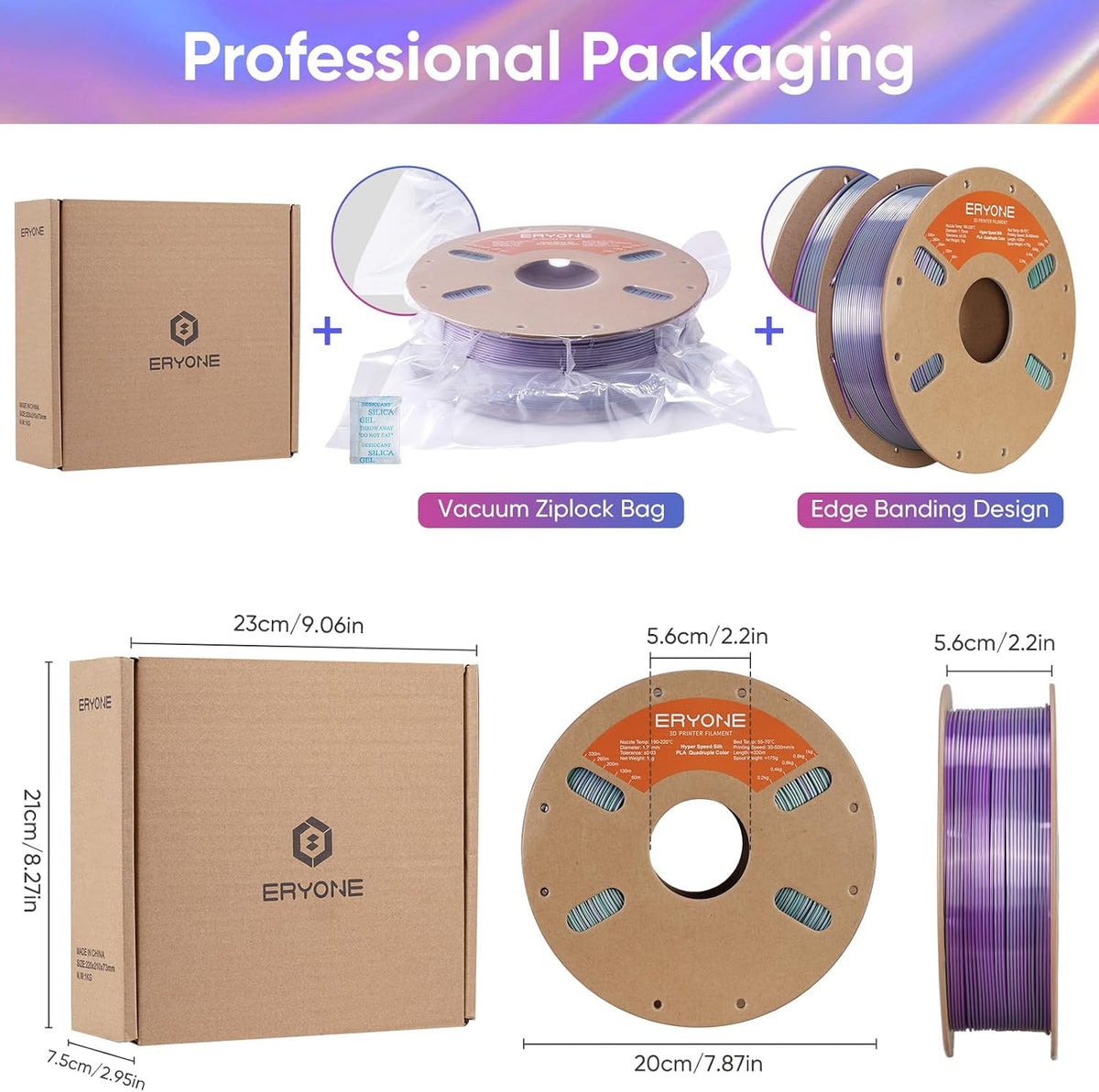 ERYONE HS Seda Cuádruple Color Filamento PLA para Impresora 3D de 1...