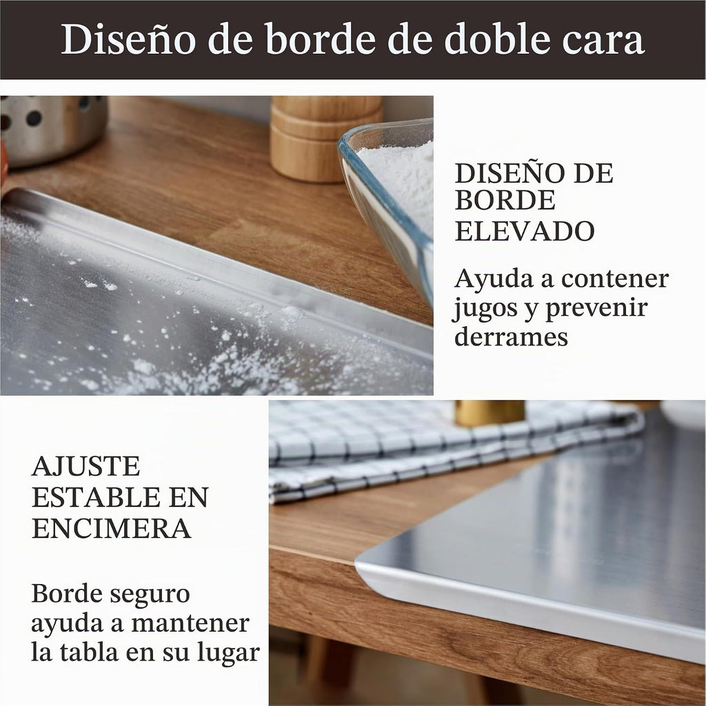 Tabla de cortar de acero inoxidable con labio, tablas de cortar 3PC...