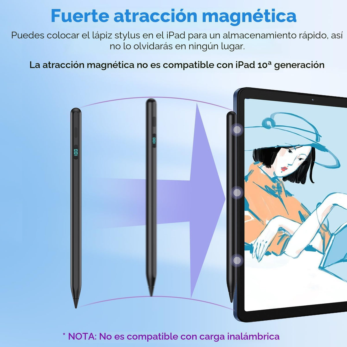 Lápiz óptico para iPad 2026-2018, magnético, rechazo de palma y car...