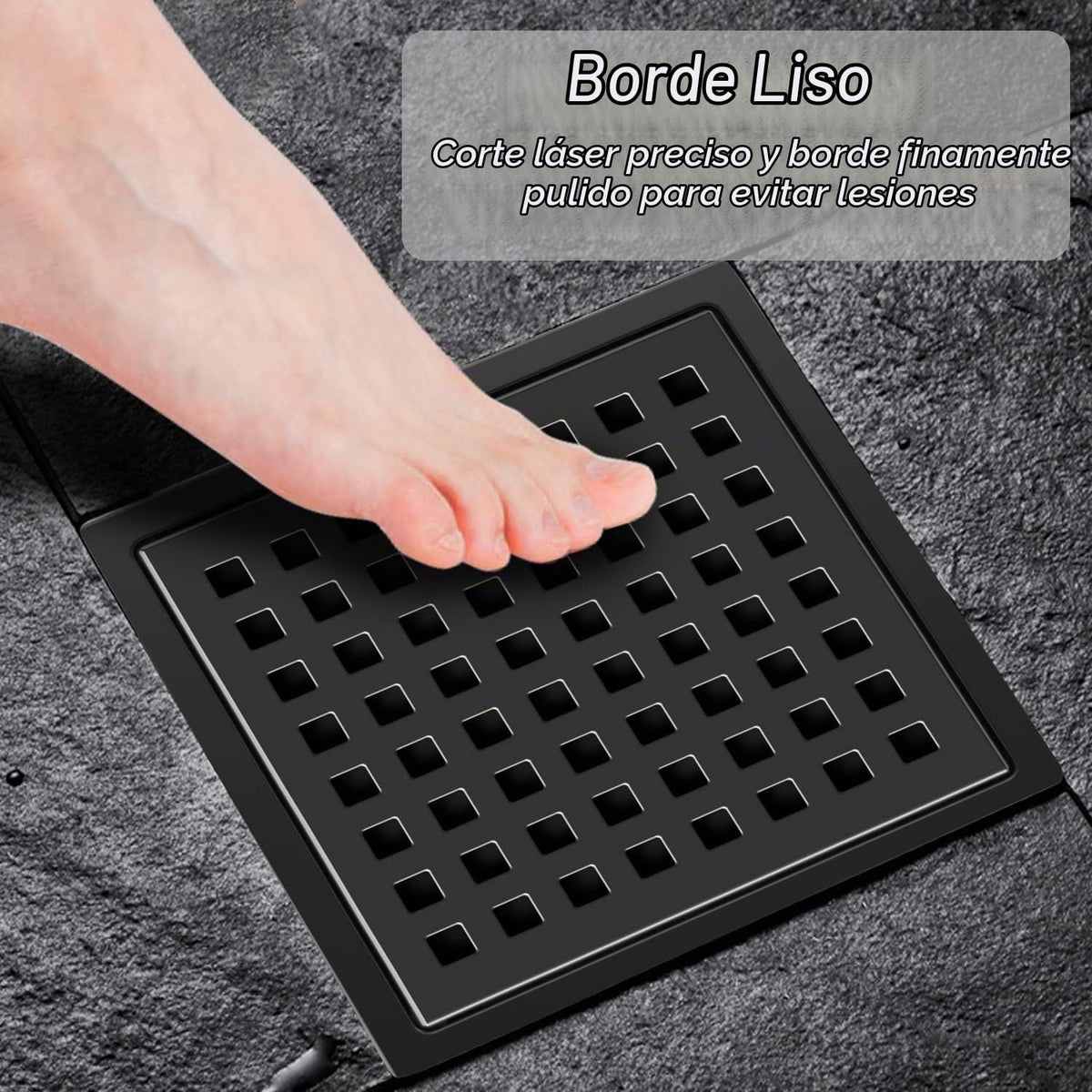 EXF Drenaje cuadrado de piso de ducha de 6 pulgadas negro mate con...