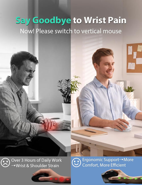 AIRMARS Ratón Vertical con Pantalla LED, Ratón Ergonómico para PC y...