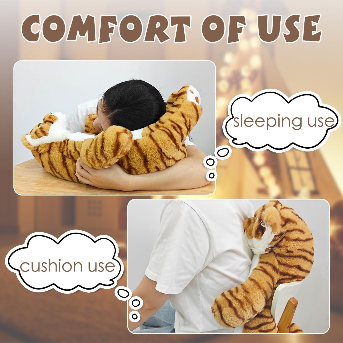 ARELUX Almohada de Peluche de Tigre Grande Animal de Peluche Rellen...