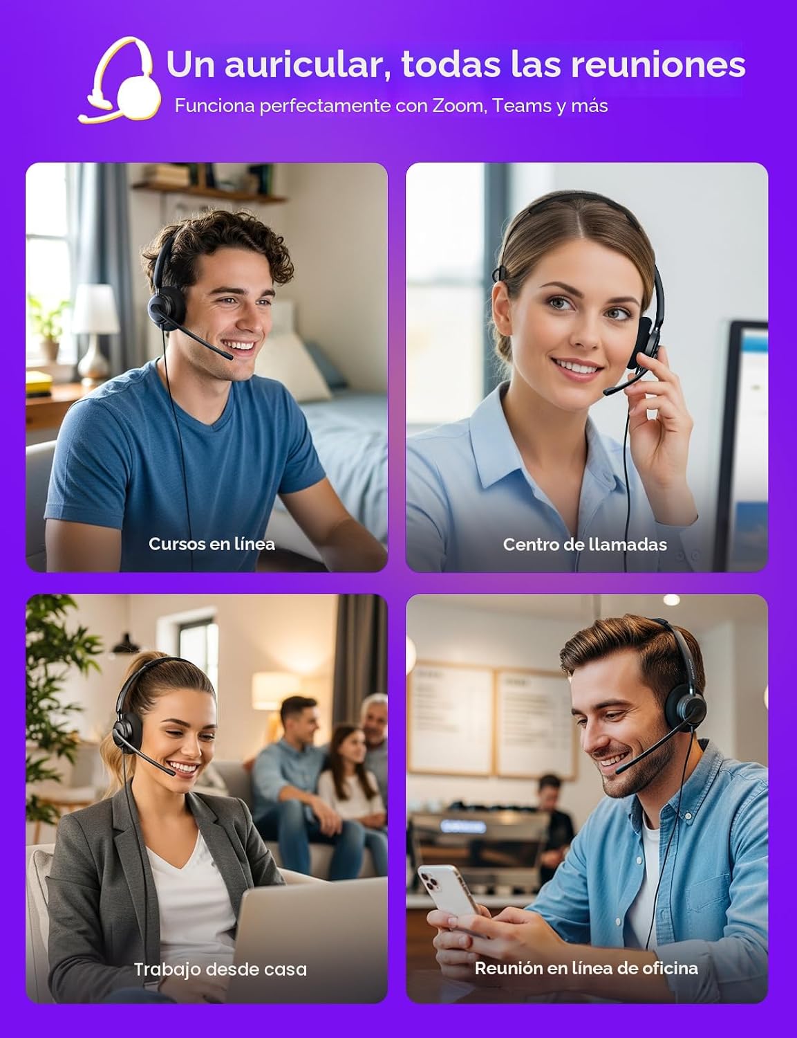 Acpanore Auriculares inalámbricos de un solo oído con Bluetooth y d...