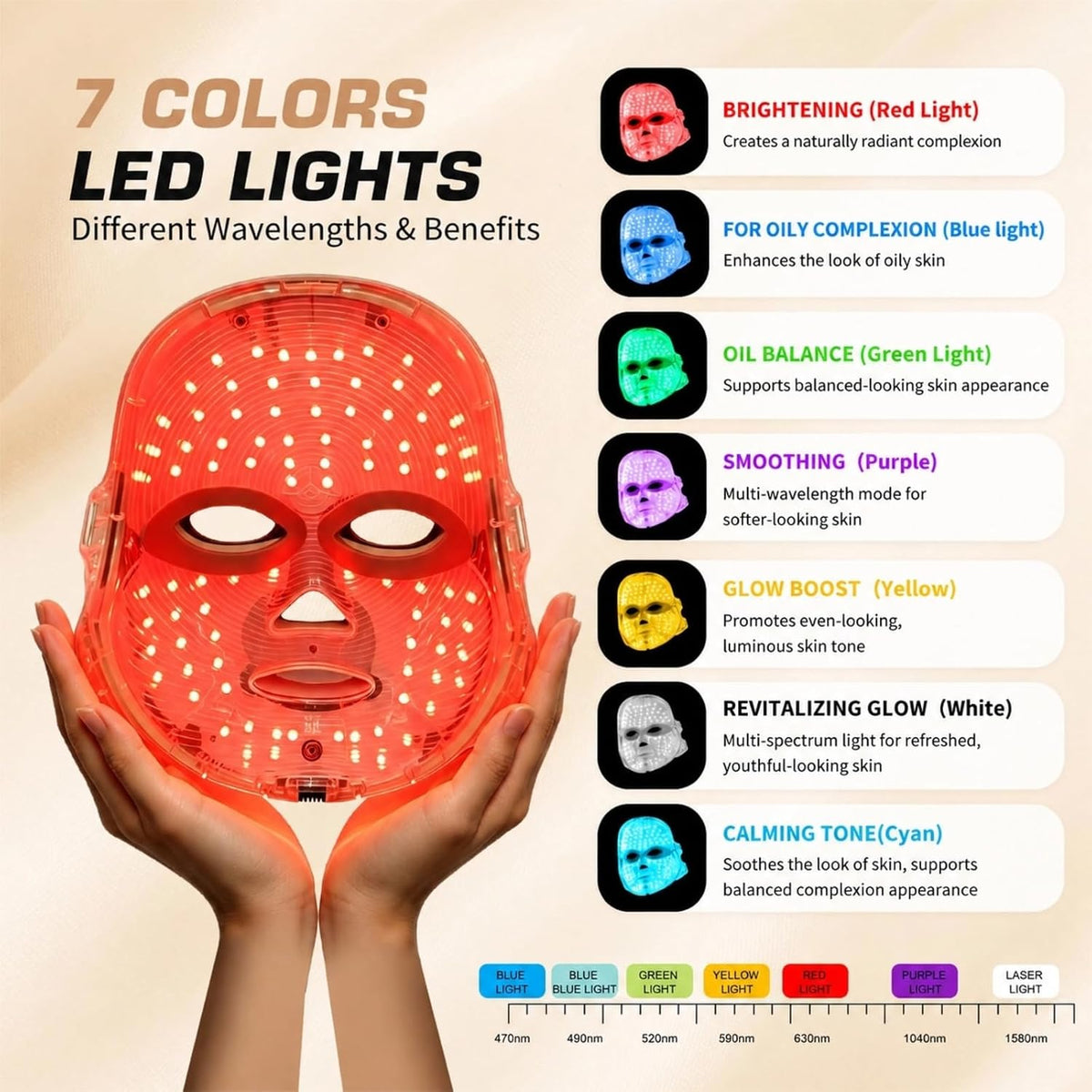 VexlthA Máscara de terapia de luz roja para rostro, máscara facial...