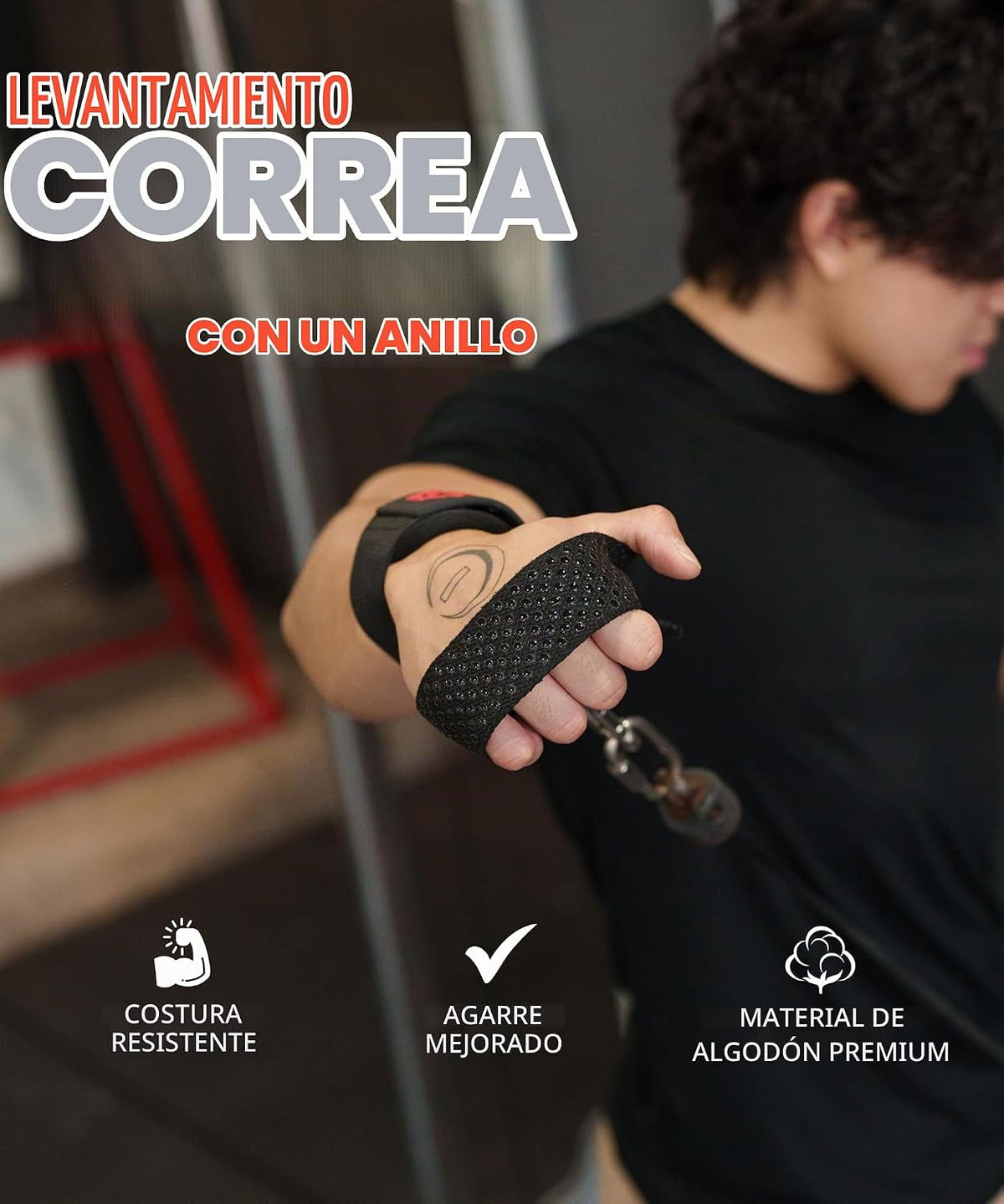 Ekkovision Correas de levantamiento de pesas con anillo en D con pu...