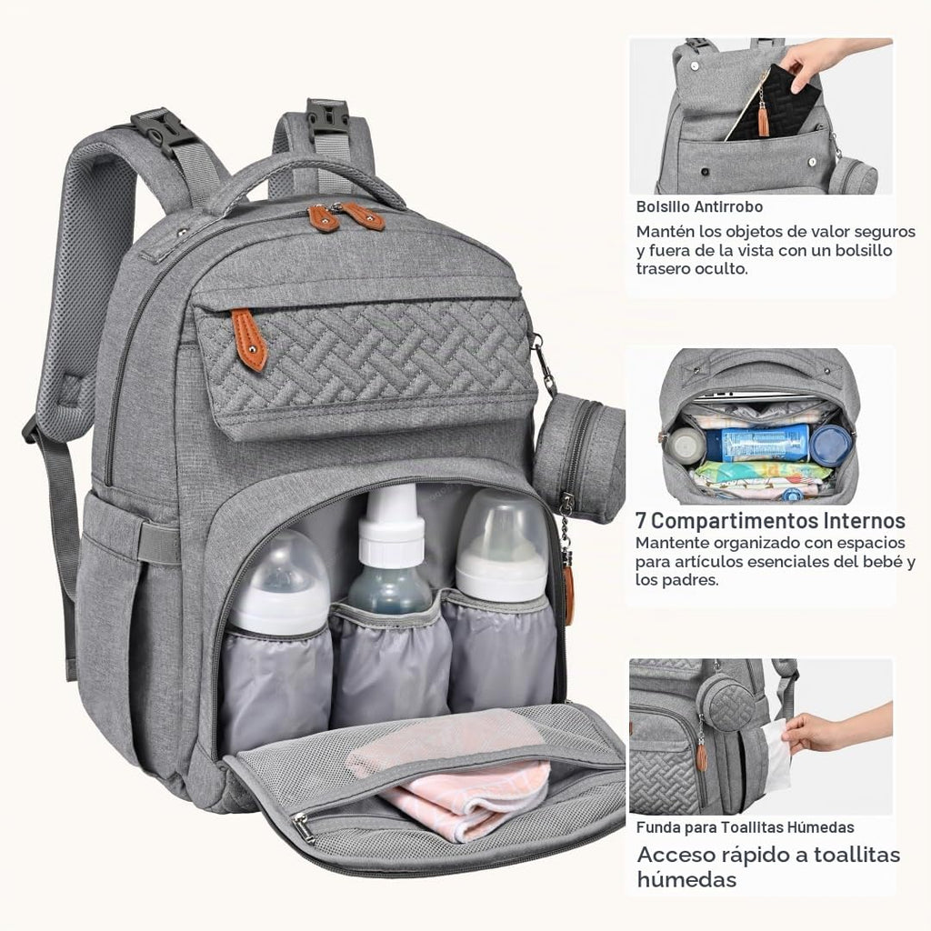 BabbleRoo - Mochila para pañales unisex con cambiador, funda para c...