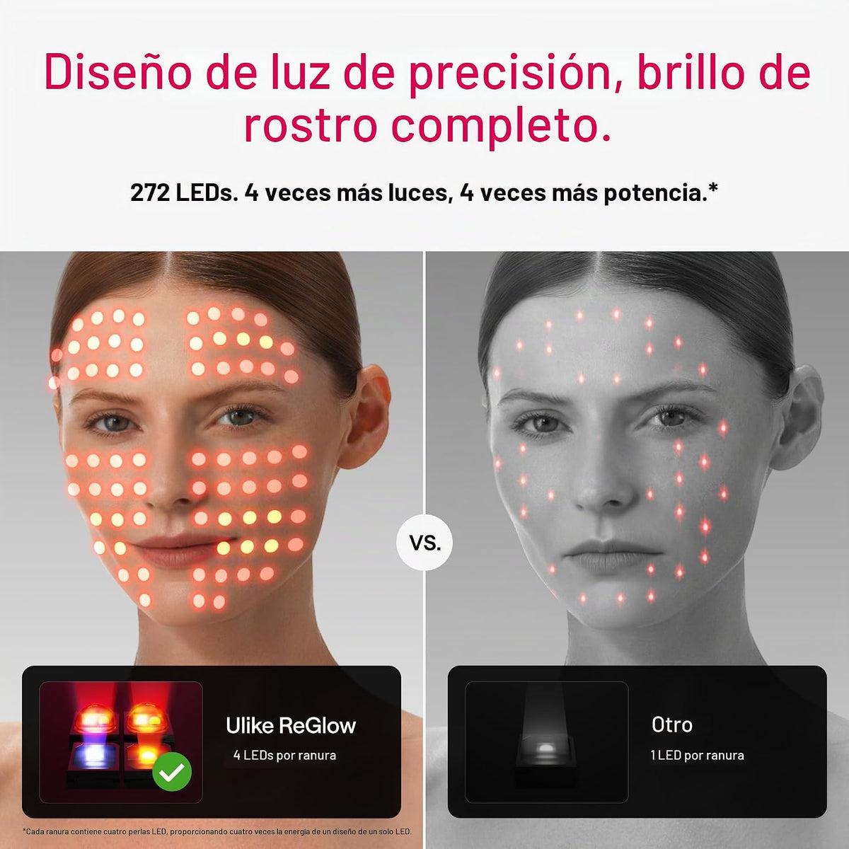 Máscara de terapia de luz roja Ulike para rostro, cobertura facial...