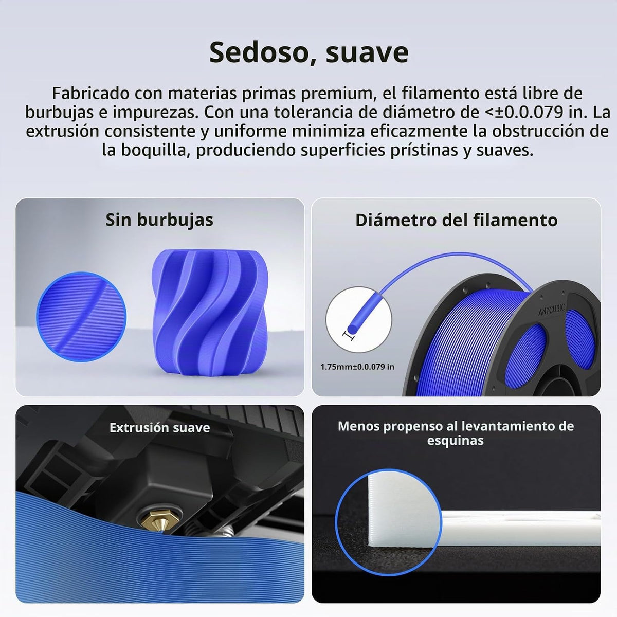 ANYCUBIC PLA+ - Filamento para impresora 3D de 0.07 in, 2.2 lbs | P...
