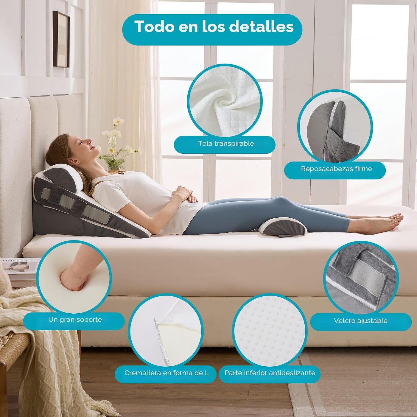 WGAKCED Juego de 3 almohadas en forma de cuña para después de la ci...