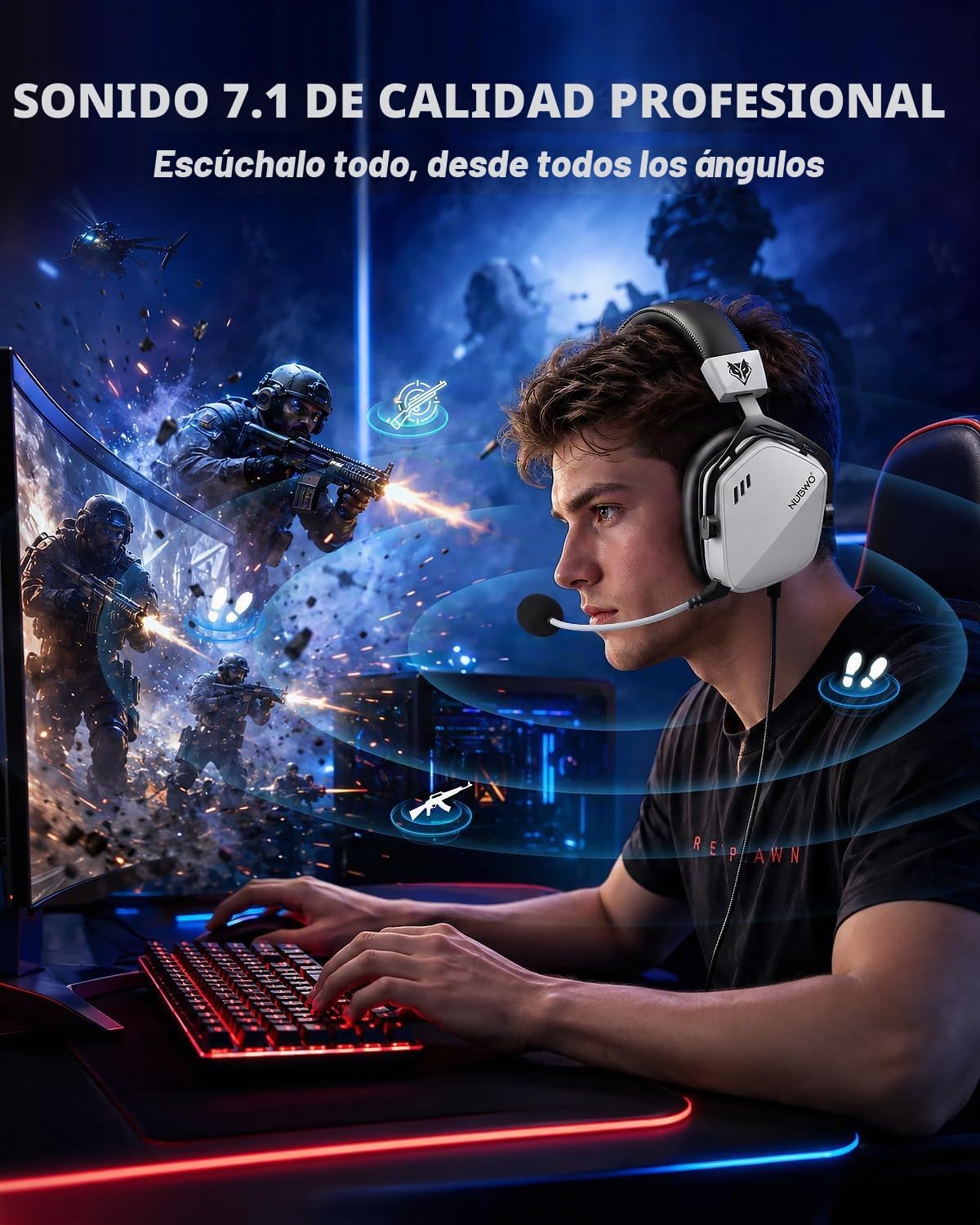 NUBWO HG03 Auriculares con cable para juegos para PC, micrófono con...