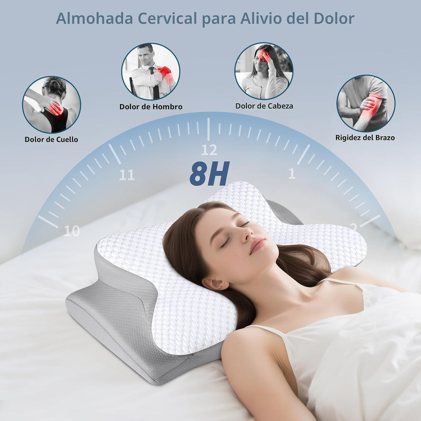 Almohada cervical para dormir - Almohada ergonómica para dormir de...
