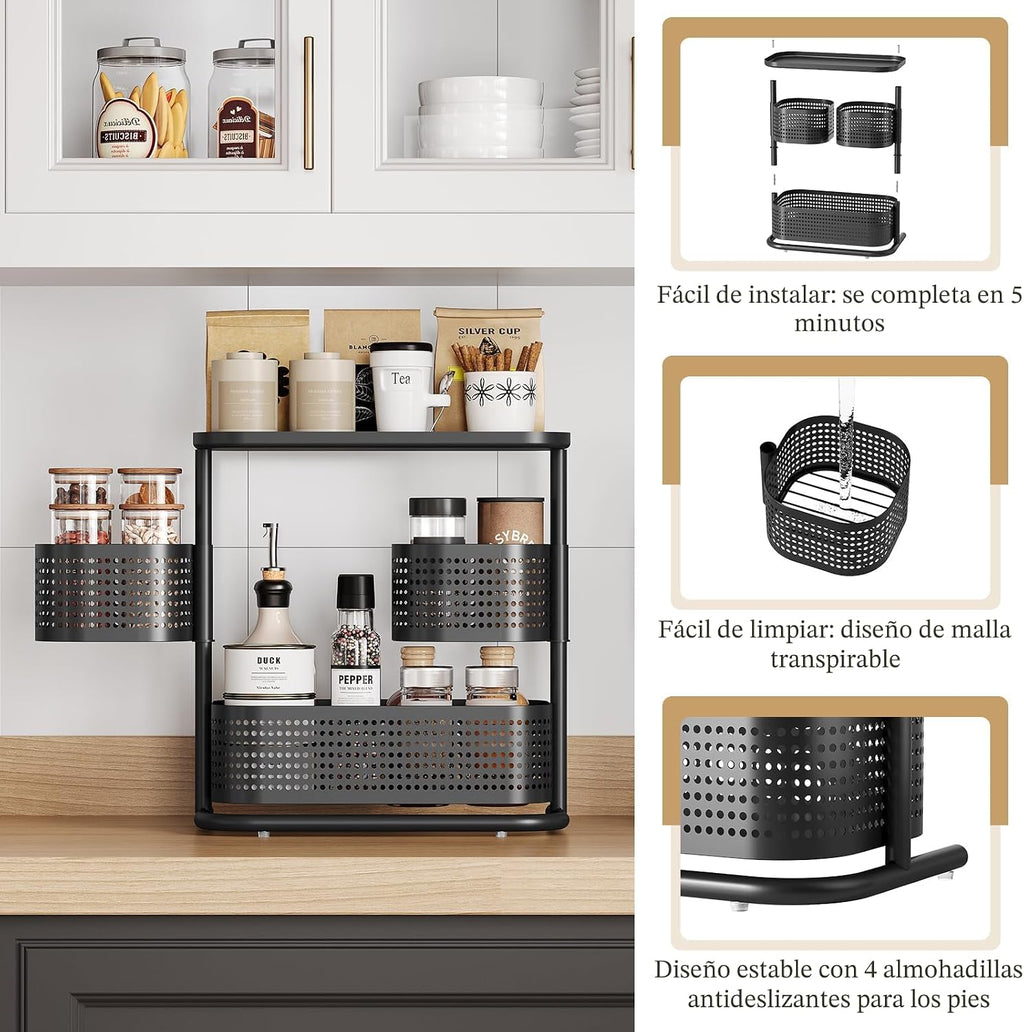 KINGRACK - Organizador de metal para mostrador de baño, estante gir...