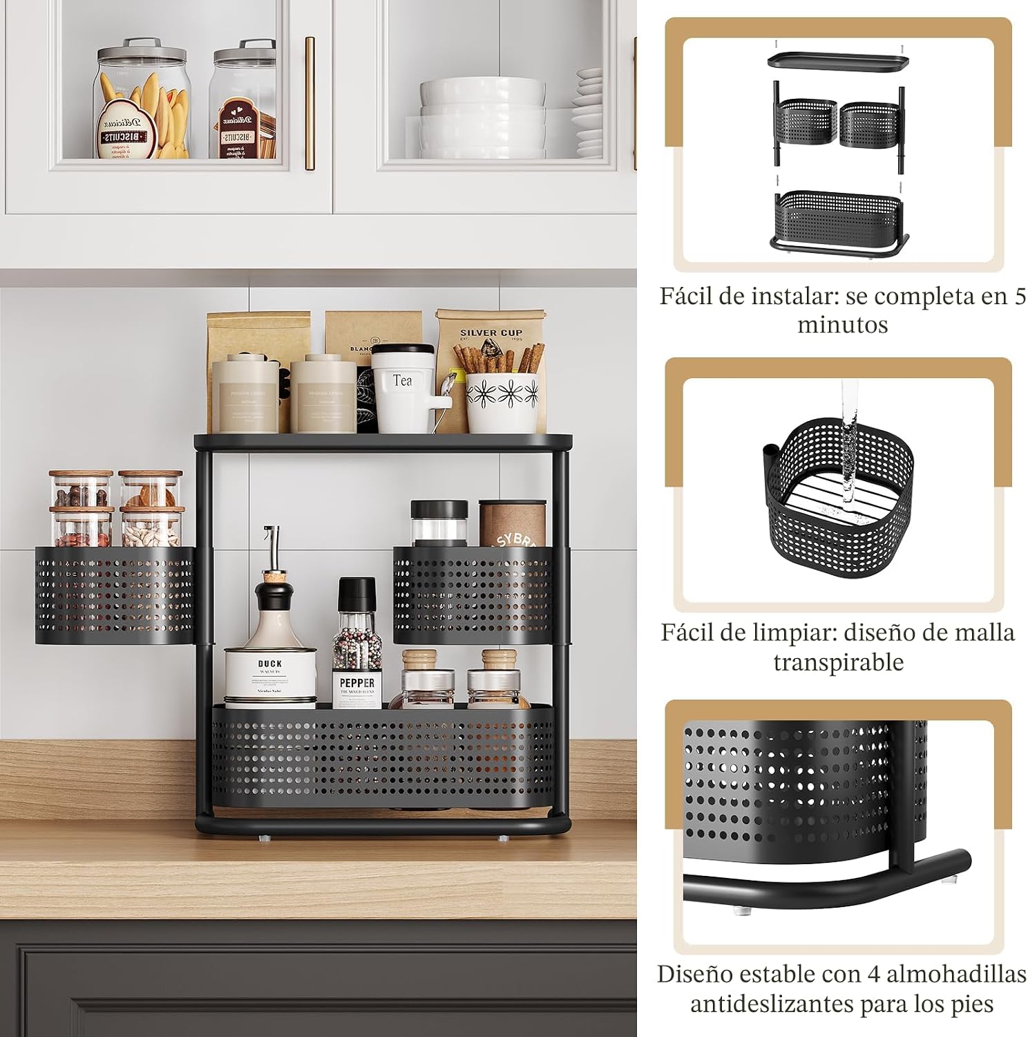 KINGRACK - Organizador de metal para mostrador de baño, estante gir...
