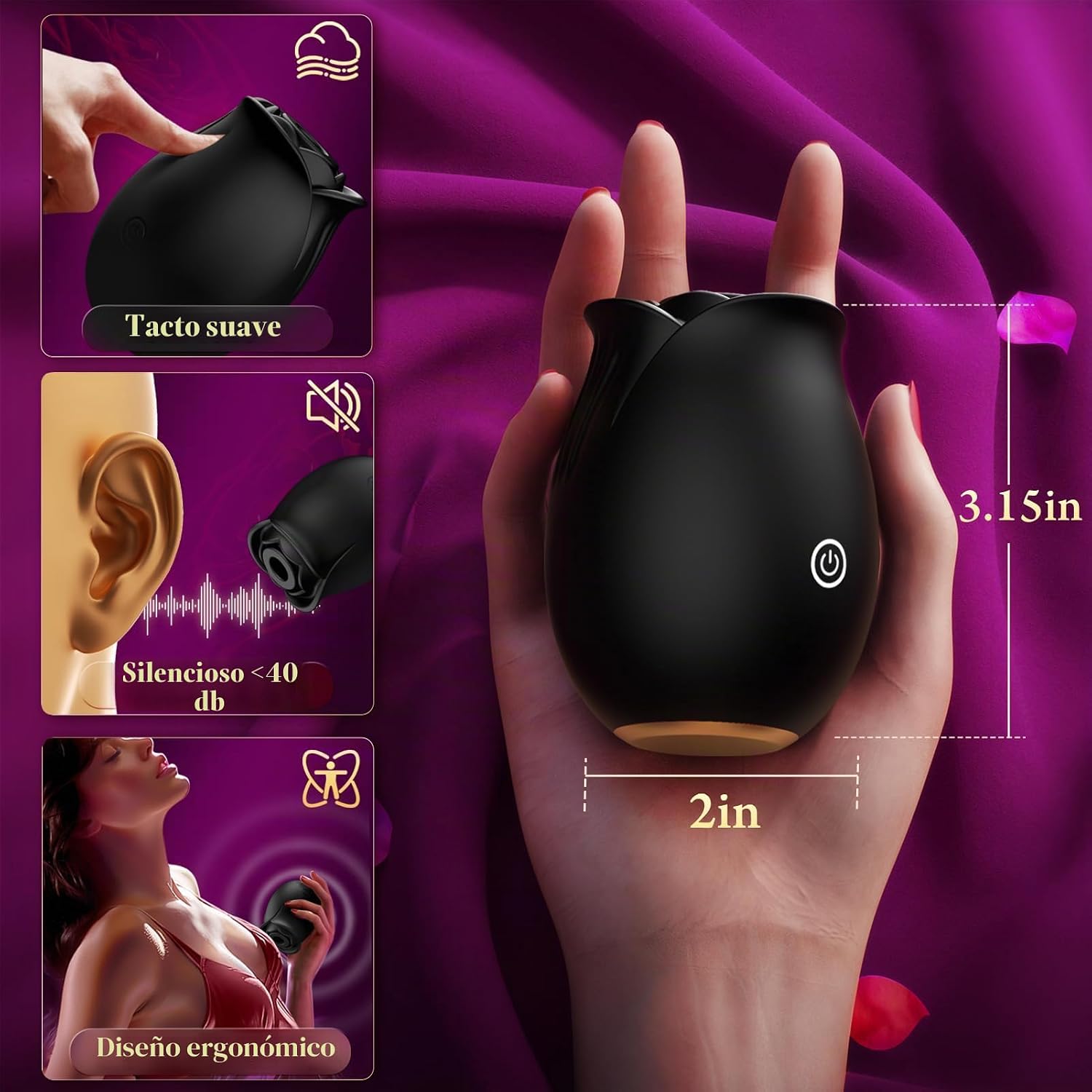 Vibrador de succión de juguete sexual de rosas, juguetes para adult...