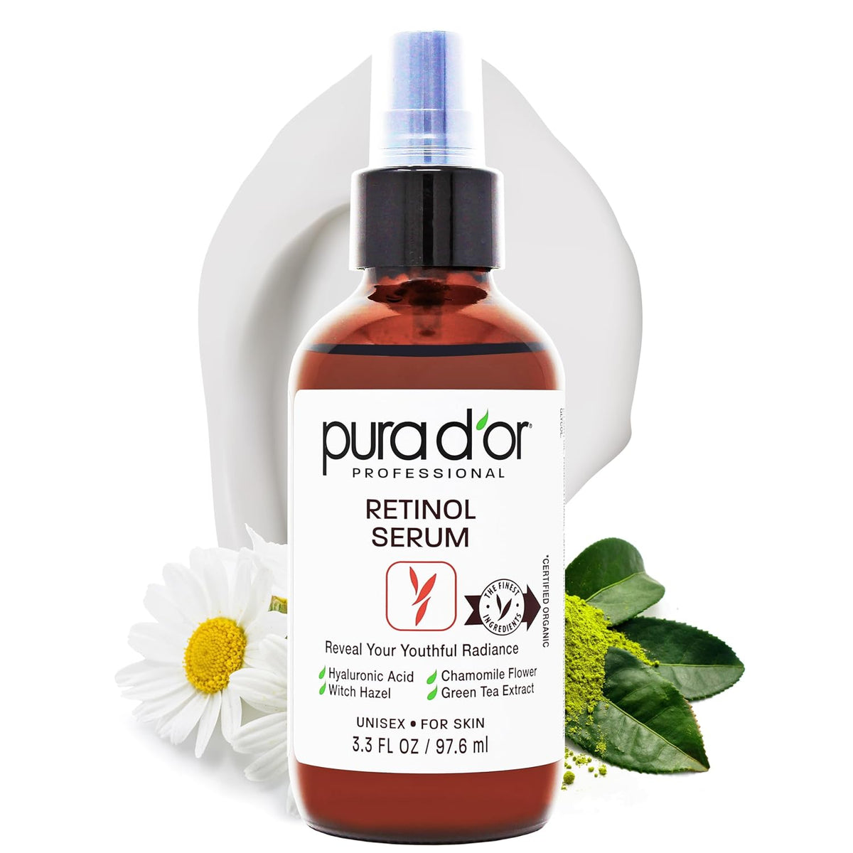 PURA D'OR Suero facial de retinol tratamiento nocturno para ton...