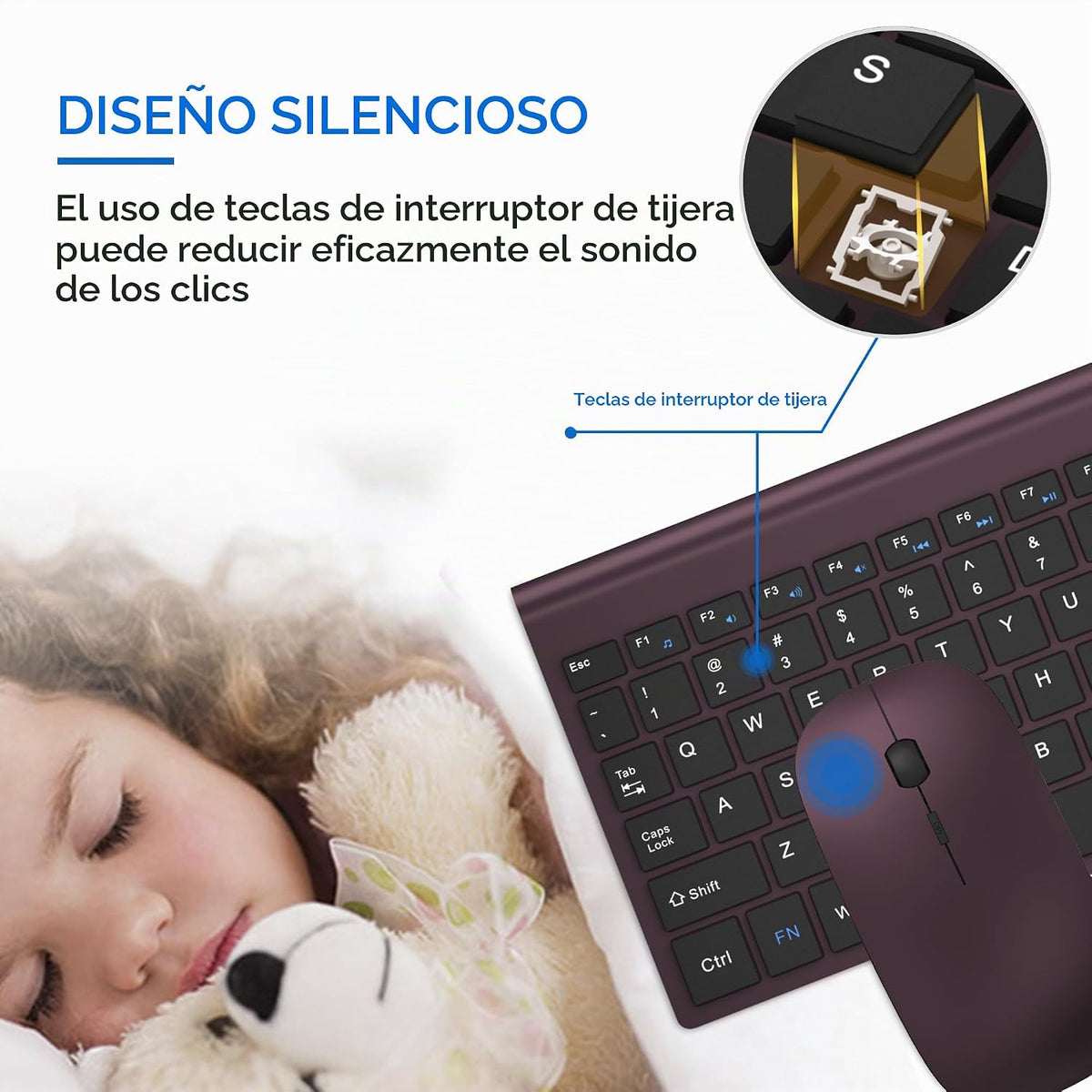 Combo de teclado y mouse inalámbricos ultra delgado, TopMate - Vino...