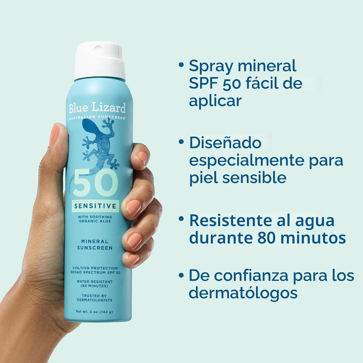 Blue Lizard Spray de protección solar mineral, SPF 50+ | Fórmula de...