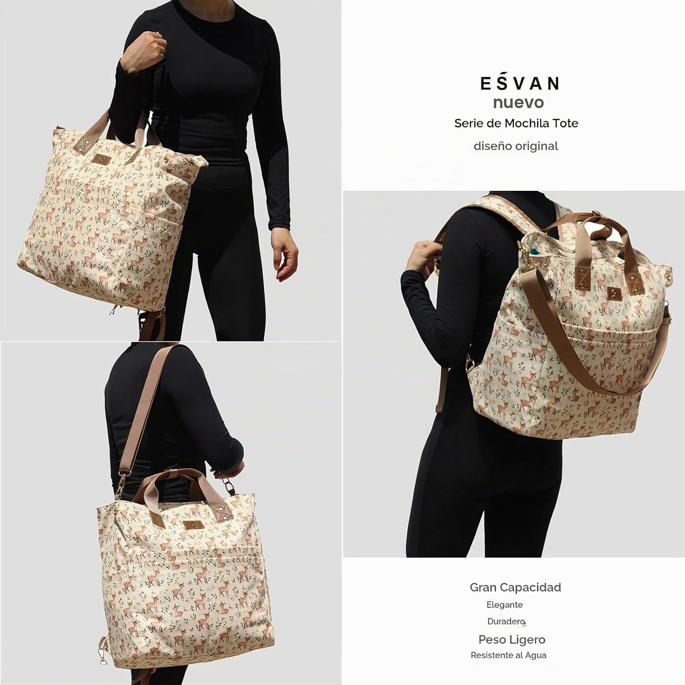 ESVAN Mochila de Pañales Bolsa de Mano Totepack Mochila Bandolera 3...