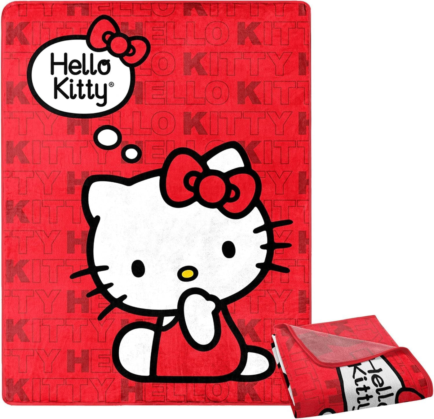 Sanrio - Manta de felpa suave con texto en inglés «Hello Kitty», de...