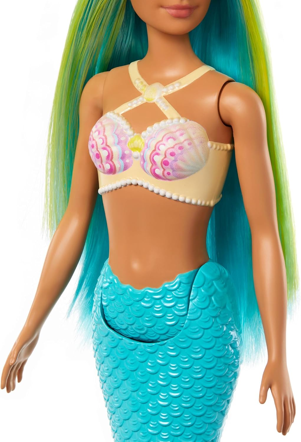 Muñeca Barbie Sirena con pelo de fantasía bicolor azul y amarillo |...