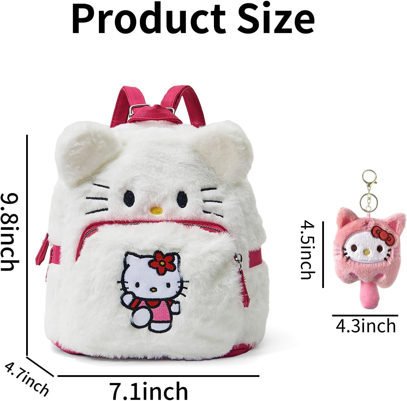 Bonita mochila de felpa, mini bolsa de hombro con doble correa de d...