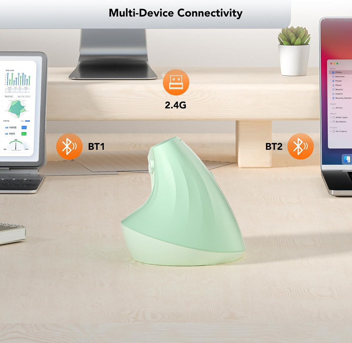 KYSONA EM18 Ratón vertical ergonómico inalámbrico, diseño Ergo, mou...