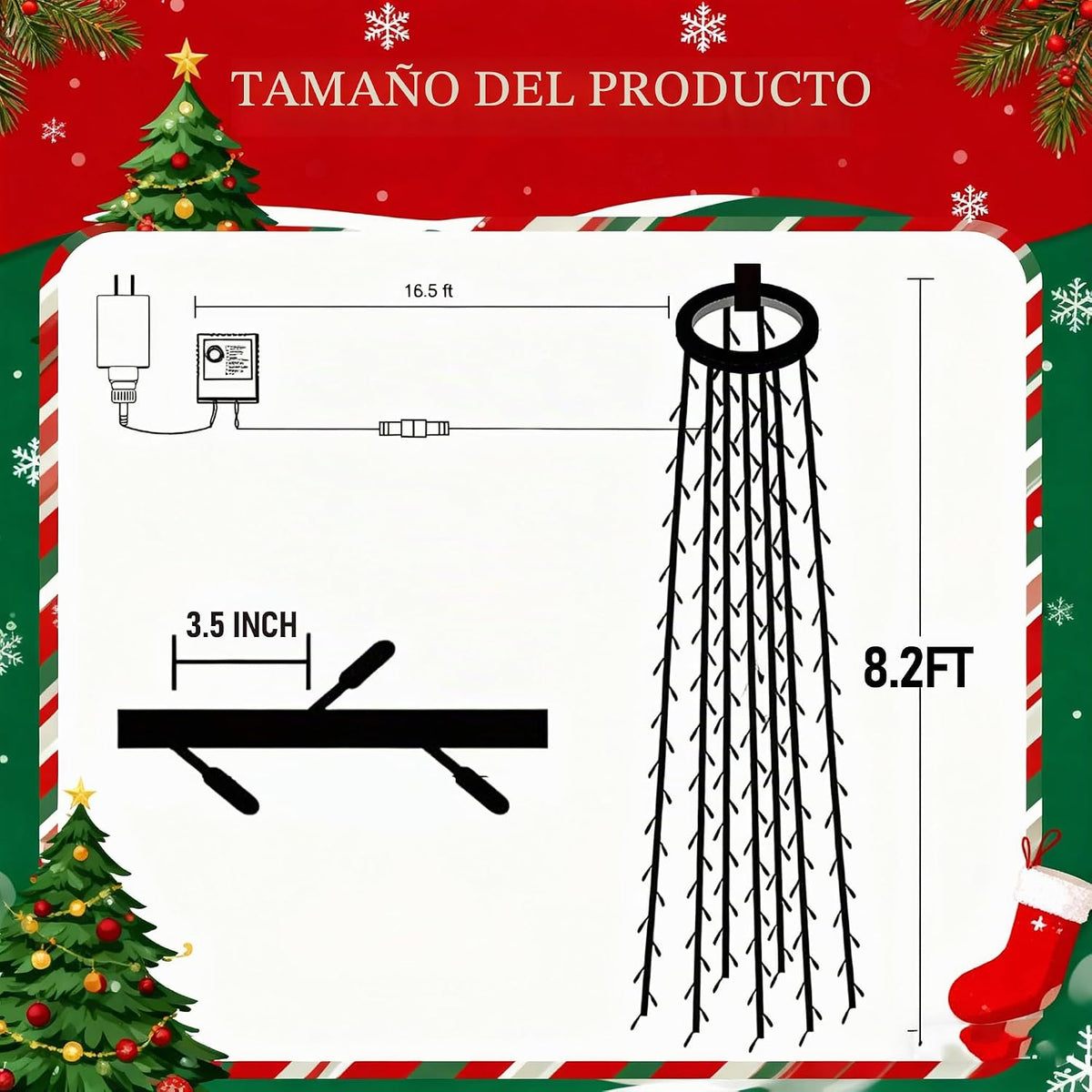 TW SHINE Luces para árbol de Navidad, 448 luces LED para decoración...