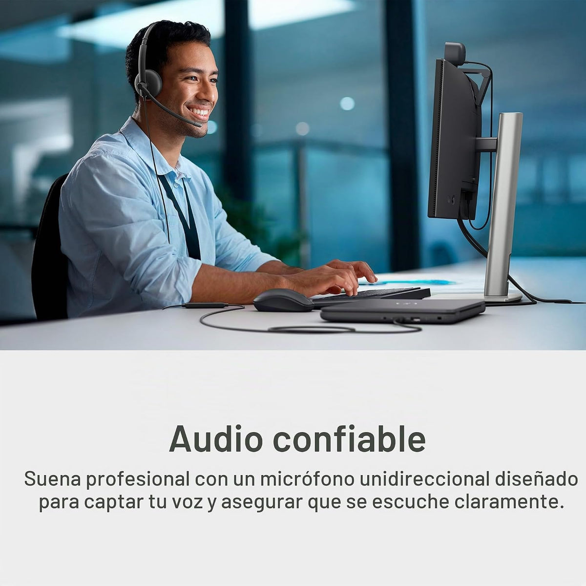 Dell Auriculares con cable WH125, micrófono Boom, negro | USB tipo...