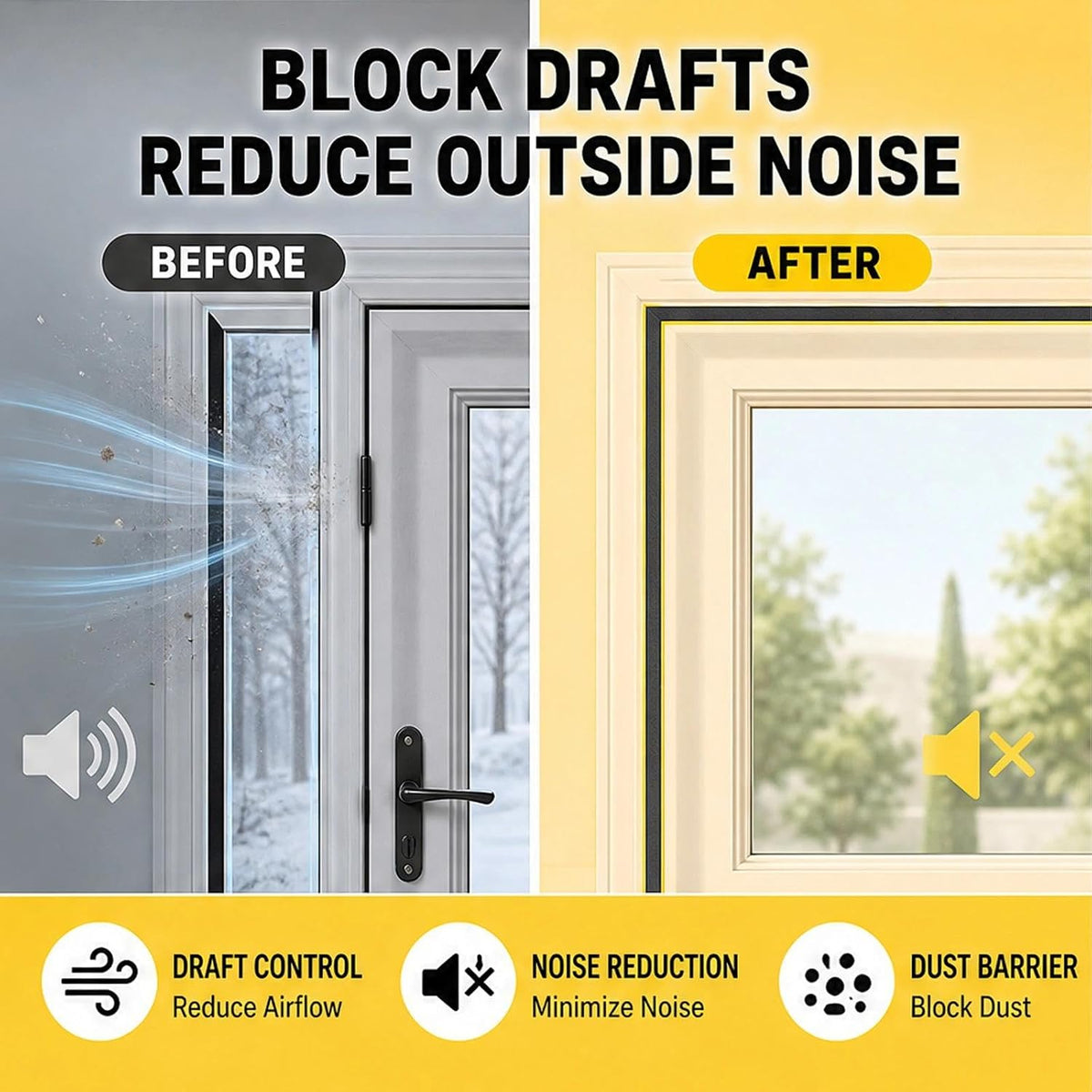COUMENO Cinta adhesiva de espuma, sello de ventana de puerta, blanc...