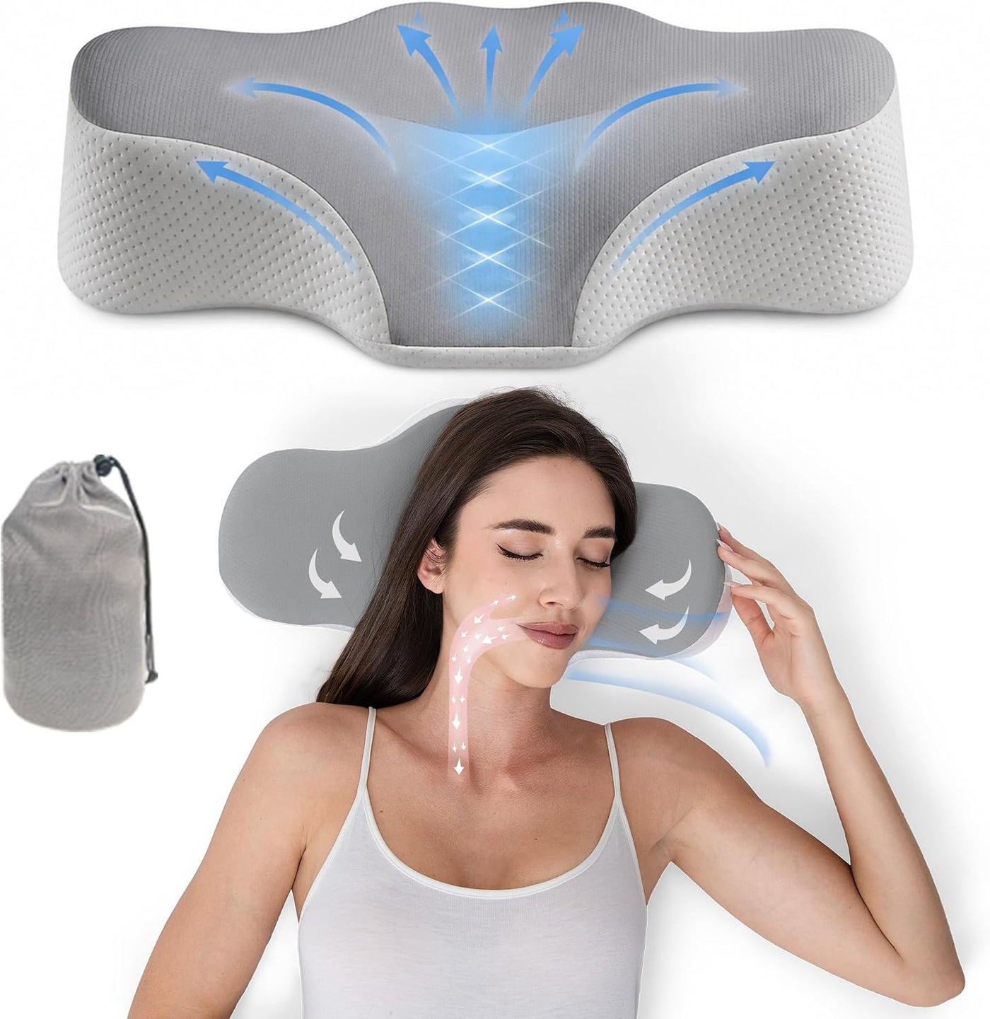 Bespilow Almohada de viaje para dormir, almohada de soporte cervica...