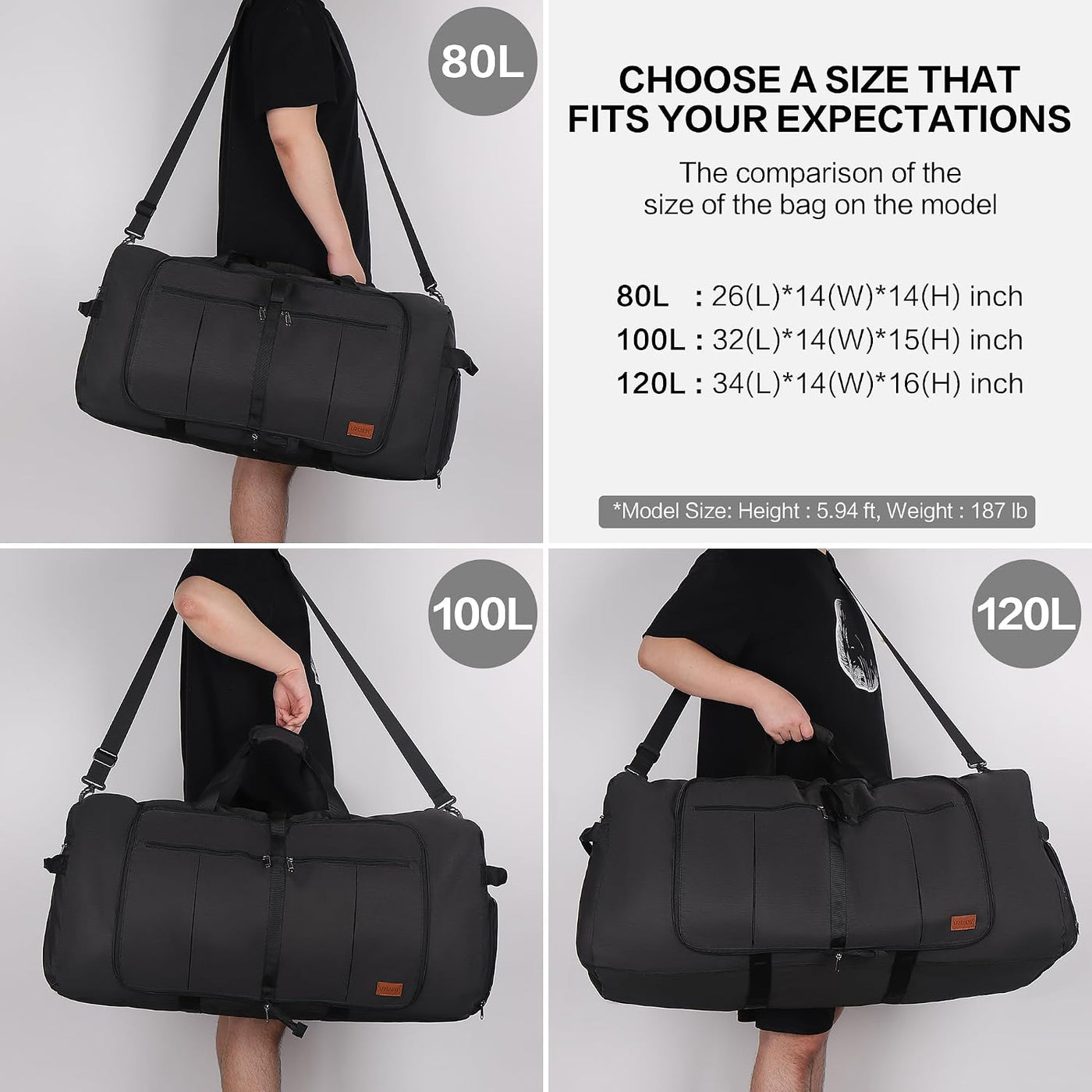 Bolsa de viaje impermeable plegable plegable de 120L para hombres y...