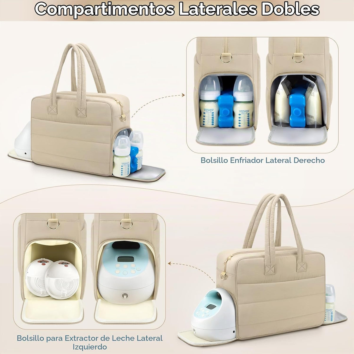Bolsa para extractor de leche materna con bolsillo aislado para enf...