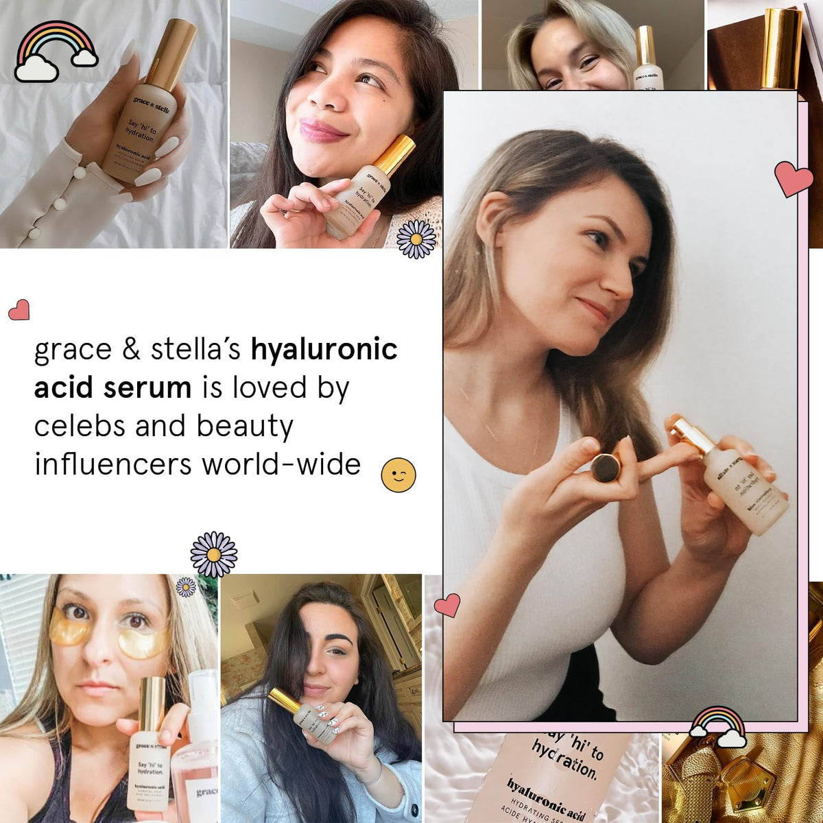 grace &amp; stella Premiado suero de ácido hialurónico (50 ml\/1.7...