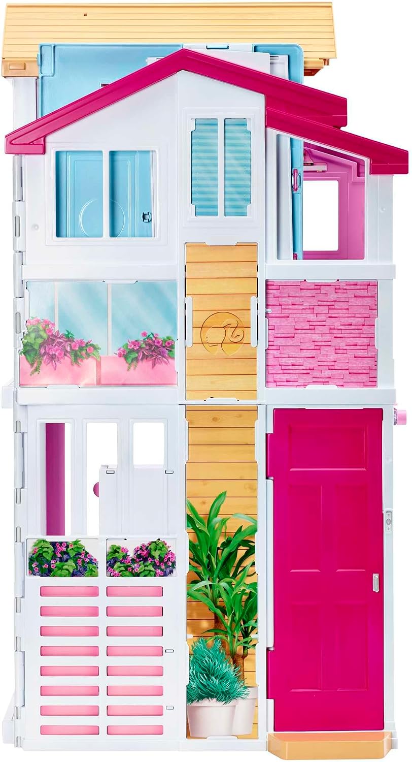 Barbie - Casa de muñecas de 3 pisos | Ascensor, silla de columpio,...