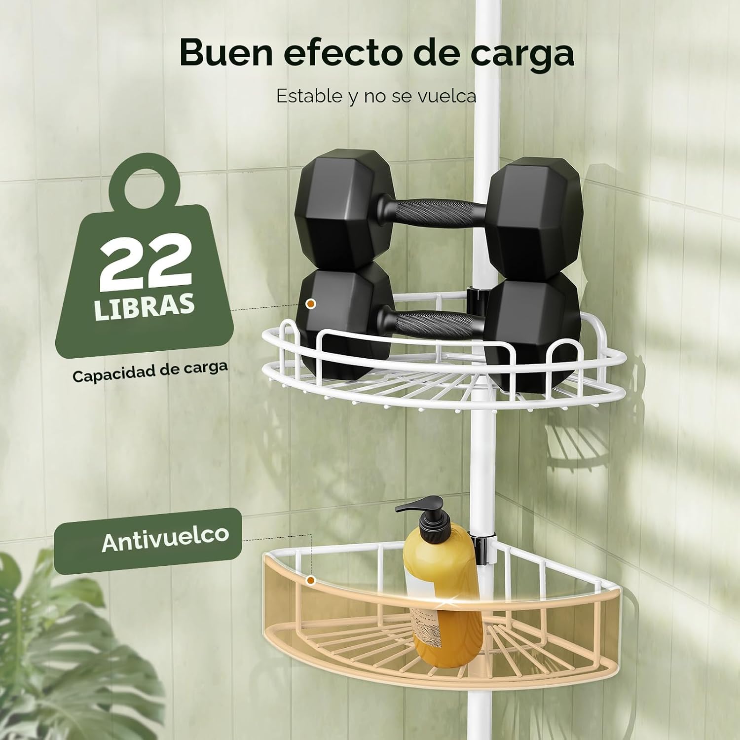 HAMITOR Organizador de Esquina para Ducha con Poste de Tensión: Est...