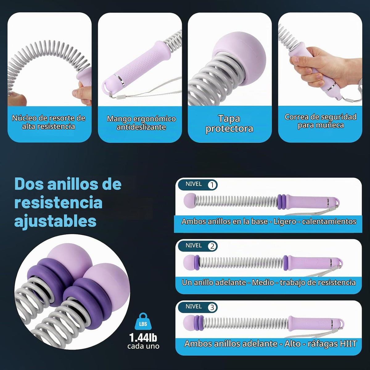 2 cuerdas de batalla inalámbricas con peso, resistencia ajustable y...