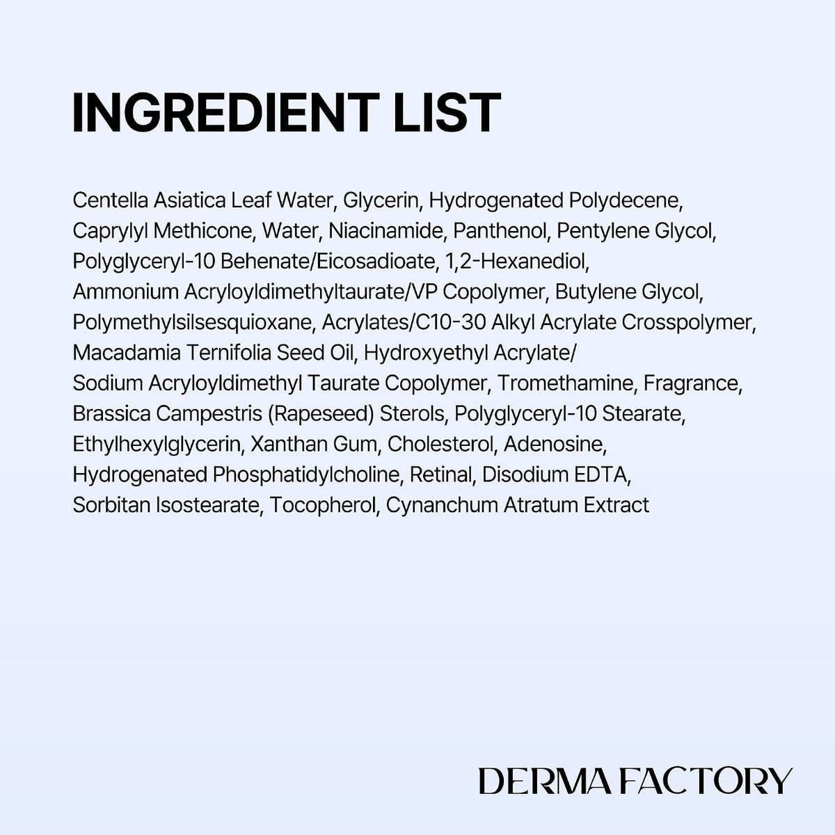 DERMA FACTORY Crema de noche retinal con centella y pantenol, 1.01...