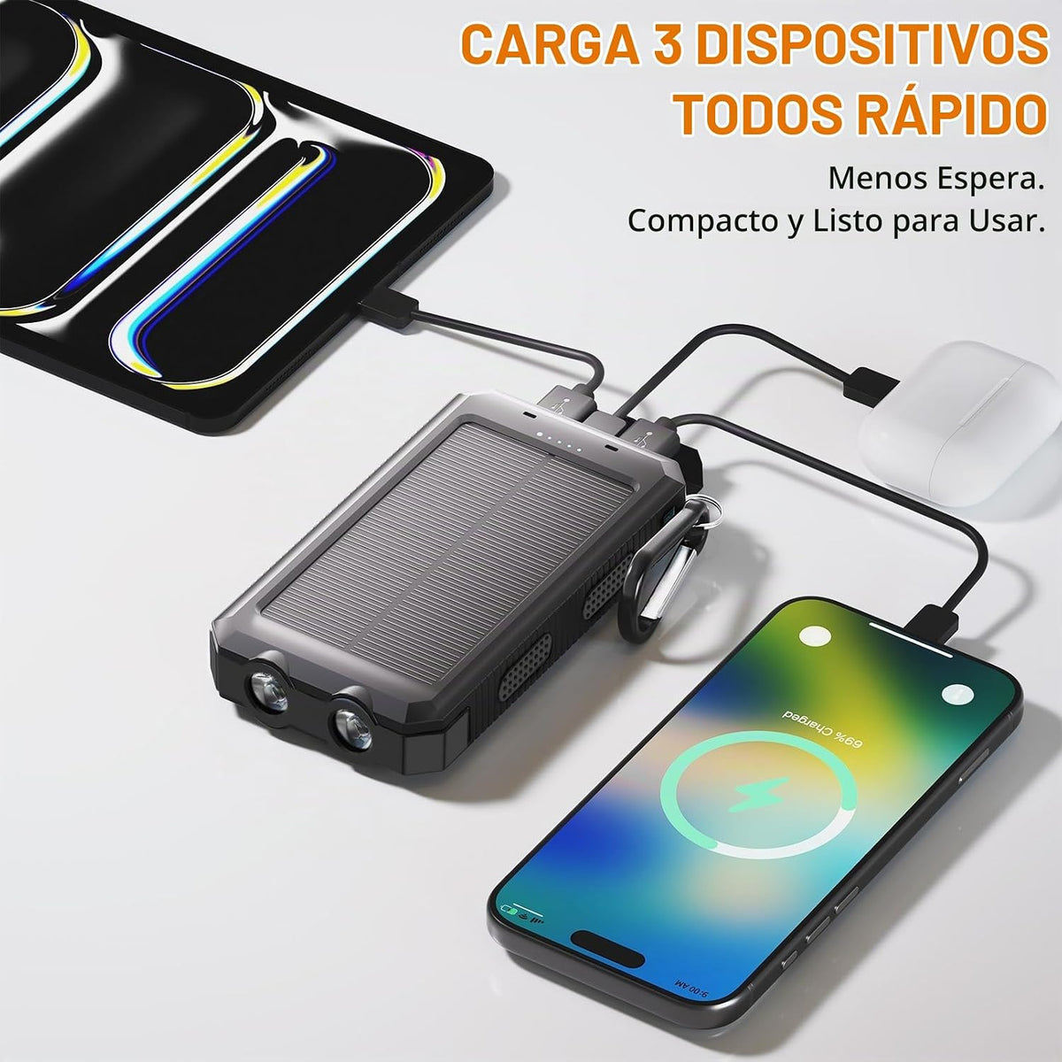 Banco de energía solar 38800mAh cargador portátil para teléfono con...