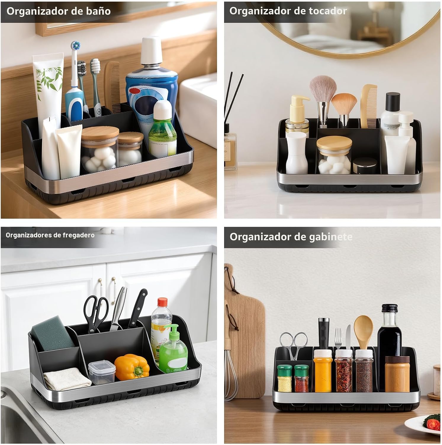 GFWARE Portacepillos de Dientes Negro - Organizador de Baño de 7 Ra...