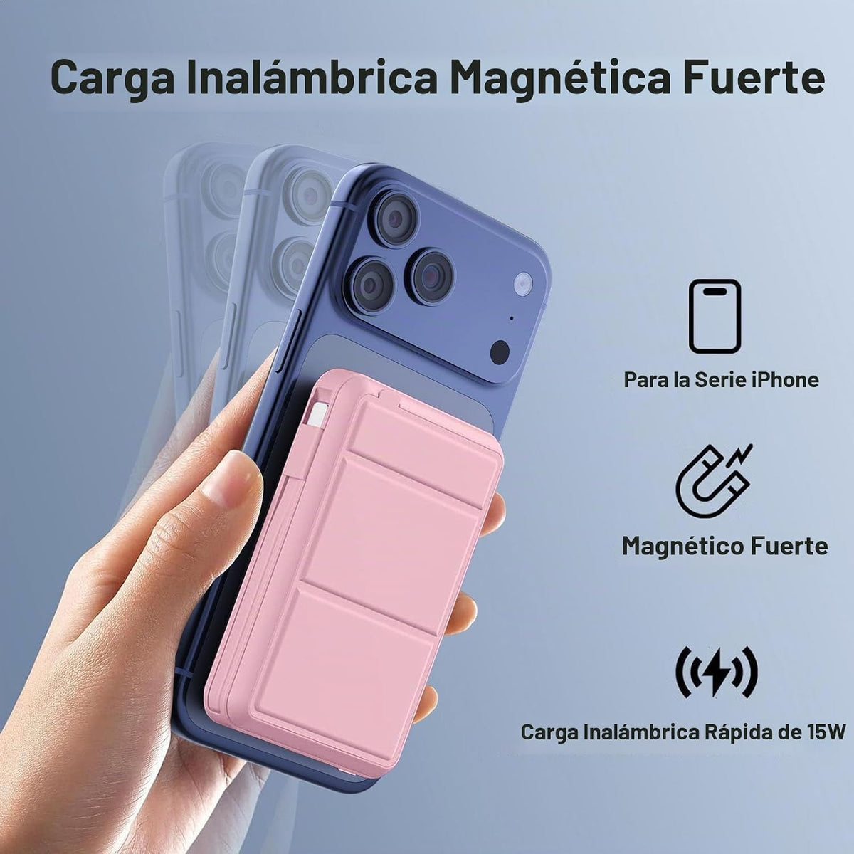 Azmuth para cargador portátil MagSafe, banco de energía magnético d...